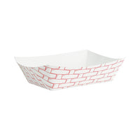 Boardwalk® Paper Food Baskets, 2.5 lb Capacity, Red/White, 500/Carton Food Containers-Takeout Box, Entree Basket/Tray, Paper - Office Ready