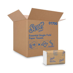 Scott® Essential Single-Fold Paper Towels, Absorbency Pockets, 9.3 x 10.5, 250/PK, 16 PK/CT