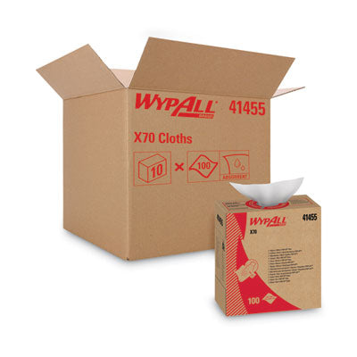 WypAll® X70 Cloths, POP-UP Box, 9 1/10 x 16 4/5, White, 100/Box, 10 Boxes/Carton Towels & Wipes-Shop Towels and Rags - Office Ready