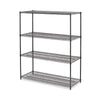 Alera® Black Anthracite Plus Wire Shelving Kit, 4-Shelf, 60 x 24 x 72, Black Anthracite Plus Shelving Units-Multiuse Shelving-Open - Office Ready