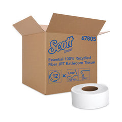 Scott® Essential 100% Recycled Fiber JRT, Septic Safe, 2-Ply, White, 1000 ft, 12 Rolls/Carton