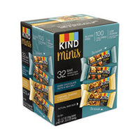 KIND Minis, Dark Chocolate Nuts and Sea Salt/Caramel Almond and Sea Salt, 0.7 oz, 32 Bars/ Box Food-Nutrition Bar - Office Ready