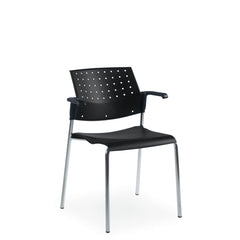 Global Sonic 6513 Stacking Polypropylene Seat & Back Guest Chair, Black