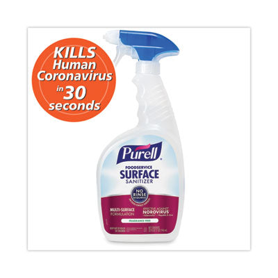 PURELL® Foodservice Surface Sanitizer, Fragrance Free, 32 oz Bottle with Spray Trigger Attached, 6/Carton Disinfectants/Cleaners - Office Ready