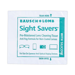 Bausch & Lomb Sight Savers Pre-Moistened Anti-Fog Tissues with Silicone, 8 x 5, 100/Box