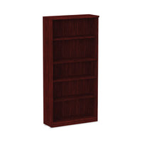 Alera® Valencia™ Series Bookcase, Five-Shelf, 31 3/4w x 14d x 64 3/4h, Mahogany Bookcases-Shelf Bookcase - Office Ready