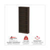 Alera® Valencia™ Series Bookcase, Six-Shelf, 31.75w x 14d x 80.25h, Espresso Bookcases-Shelf Bookcase - Office Ready