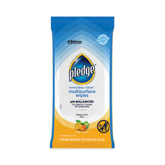 Pledge® Multi-Surface Cleaner Wipes, Cloth, 7 x 10, Fresh Citrus, 25/Pack, 12/Carton
