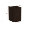 Alera® Valencia™ Series File/File Full Pedestal File, Left or Right, 2 Legal/Letter-Size File Drawers, Espresso, 15.63" x 20.5" x 28.5" File Cabinets-Vertical Pedestal - Office Ready