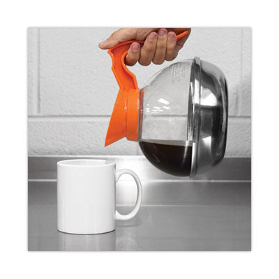 Coffee Pro Unbreakable Coffee Decanter, 12-Cup, Stainless Steel/Polycarbonate, Orange Handle Decanters/Pitchers-Coffee Service, Glass - Office Ready