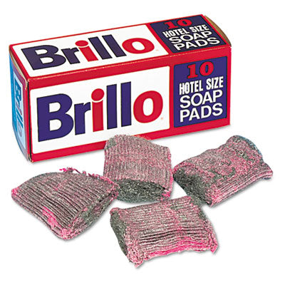 Brillo® Hotel Size Soap Pad, 4 x 4, Charcoal/Pink,10/Pack, 120/Carton Scouring Pads/Sticks-Steel Wool Soap Pad - Office Ready