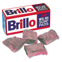 Brillo® Hotel Size Soap Pad, 4 x 4, Charcoal/Pink,10/Pack, 120/Carton