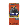 Hefty® Easy Flaps® Trash Bags, 30 gal, 1.05 mil, 30" x 33", Black, 40/Box Bags-Tall Kitchen, Lawn & Leaf Bags - Office Ready