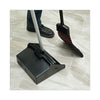 Boardwalk® Lobby Dust Pan, 11.75 x 37, 34" Handle, Plastic/Aluminum, Black/Silver Dustpans-Scoop, Plastic - Office Ready