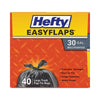 Hefty® Easy Flaps® Trash Bags, 30 gal, 0.85 mil, 30" x 33", Black, 40 Bags/Box, 6 Boxes/Carton Tall Kitchen, Lawn & Leaf Bags - Office Ready