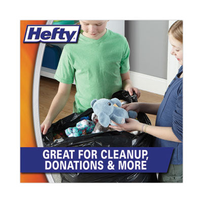 Hefty® Easy Flaps® Trash Bags, 30 gal, 0.85 mil, 30 x 33, Black