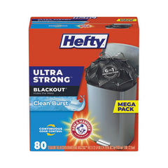 Hefty® Ultra Strong BlackOut® Tall-Kitchen Drawstring Bags, 13 gal, 0.9 mil, 23.75" x 24.88", Black, 240/Carton