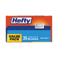 Hefty® Slider Bags, 1 qt, 2.5 mil, 7" x 8", Clear, 35 Bags/Box, 9 Boxes/Carton