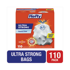 Hefty® Ultra Strong Tall Kitchen & Trash Bags, 13 gal, 0.9 mil, 23.75" x 24.88", White, 110/Box