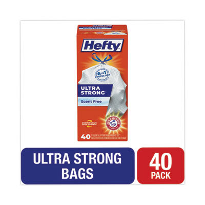 Hefty Strong Trash Can Liner, Drawstring, Extra Large, 33 Gallon - 40 bags
