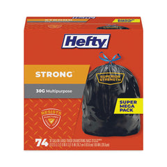 Hefty® Ultra Strong Tall Kitchen & Trash Bags, 30 gal, 1.1 mil, 30" x 33", Black, 222/Carton
