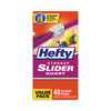 Hefty® Slider Bags, 1 gal, 1.5 mil, 10.56" x 11", Clear, 30 Bags/Box, 9 Boxes/Carton Zipper & Slider Food Storage Bags - Office Ready