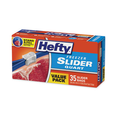 Hefty® Slider Bags, 1 qt, 2.5 mil, 7 x 8, Clear, 35/Box – Office Ready
