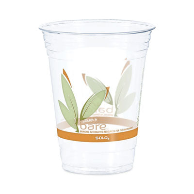 Dart® Bare® Eco-Forward® RPET Cold Cups, 16 oz to 18 oz, Leaf Design, Clear, 50/Pack Cups-Cold Drink, Plastic - Office Ready