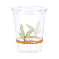 Dart® Bare® Eco-Forward® RPET Cold Cups, 12 oz to 14 oz, Leaf Design, Clear, Squat, 50/Pack Cups-Cold Drink, Plastic - Office Ready