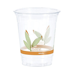 Dart® Bare® Eco-Forward® RPET Cold Cups, 12 oz to 14 oz, Leaf Design, Clear, Squat, 50/Pack