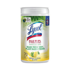 LYSOL?« Brand Disinfecting Wipes II Fresh Citrus Scent, 1-Ply, 7 x 7.25, White, 70 Wipes/Canister, 6 Canisters/Carton