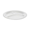 Pactiv Evergreen Placesetter® Deluxe Laminated Foam Dinnerware, 3-Compartment Plate, 8.88" dia, White, 500/Carton Plates, Foam - Office Ready