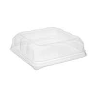 Pactiv Evergreen Recycled Plastic Container Lid, Dome Lid for 6 x 6 Brownie Container, 7.5 x 7.5 x 2.02, Clear, Plastic, 195/Carton Takeout Food Containers - Office Ready