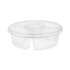 Pactiv Evergreen Dip Cup Platter, 4-Compartment, 64 oz, 10" Diameter, Clear, 100/Carton Food Containers-Serving/Catering Platter, Plastic - Office Ready
