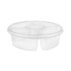 Pactiv Evergreen Dip Cup Platter, 4-Compartment, 64 oz, 10" Diameter, Clear, 100/Carton Food Containers-Serving/Catering Platter, Plastic - Office Ready