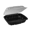 Pactiv Evergreen EarthChoice® Vented Dual Color Microwavable Hinged Lid Container, 1-Compartment 66oz, 10.5x9.5x3, Black/Clear, Plastic, 132/CT Storage Food Containers - Office Ready