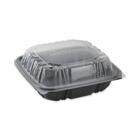 Pactiv Evergreen EarthChoice® Vented Dual Color Microwavable Hinged Lid Container, 1-Compartment, 38oz, 8.5x8.5x3, Black/Clear, Plastic, 150/CT Storage Food Containers - Office Ready