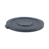 Boardwalk® Round Lids for Waste Receptacles, Flat-Top, Round, Plastic, Gray Flat-Top Waste Receptacle Lids - Office Ready