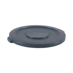 Boardwalk® Round Lids for Waste Receptacles, Flat-Top, Round, Plastic, Gray