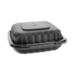Pactiv Evergreen EarthChoice® SmartLock® Microwavable MFPP Hinged Lid Container, 8.31 x 8.35 x 3.1, Black, Plastic, 200/Carton