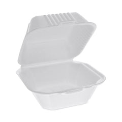 Pactiv Evergreen SmartLock® Foam Hinged Lid Container, Sandwich, 5.75 x 5.75 x 3.25, White, 504/Carton