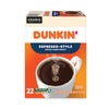 Dunkin Donuts® K-Cup® Pods, Espresso, 22/Box Coffee K-Cups - Office Ready