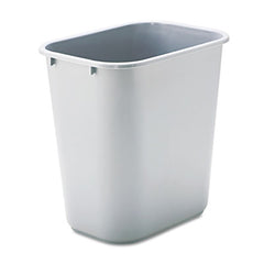 Rubbermaid® Commercial Deskside Plastic Wastebasket, Rectangular, 7 gal, Gray
