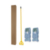 Boardwalk® Looped End Mop Kit, Medium Blue Cotton/Rayon/Synthetic Head, 60" Yellow Metal/Polypropylene Handle Mops-Wet - Office Ready