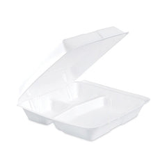 Dart® Insulated Foam Hinged Lid Containers, 3-Compartment, 9.3 x 9.5 x 3, White, 200/Pack, 2 Packs/Carton