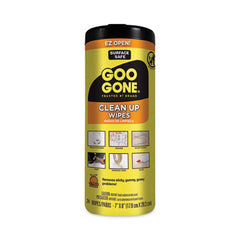 Goo Gone® Clean Up Wipes, 1-Ply, 8 x 7, Citrus Scent, White, 24/Canister, 4 Canisters/Carton