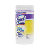 LYSOL® Brand Dual Action™ Disinfecting Wipes, 1-Ply, 7 x 7.5, Citrus, White/Purple, 75/Canister Cleaner/Detergent Wet Wipes - Office Ready