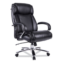 Alera® Maxxis Series Big and Tall Bonded Leather Chair, Supports 500 lb, 21.42" to 25" Seat Height, Black Seat/Back, Chrome Base