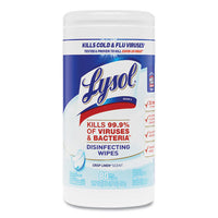 LYSOL® Brand Disinfecting Wipes, 1-Ply, 7 x 7.25, Crisp Linen, White, 80 Wipes/Canister, 6 Canisters/Carton Cleaner/Detergent Wet Wipes - Office Ready