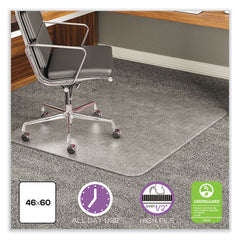 deflecto® ExecuMat® Intensive All Day Use Chair Mat for Plush, High Pile Carpeting, 46 x 60, Rectangular, Clear